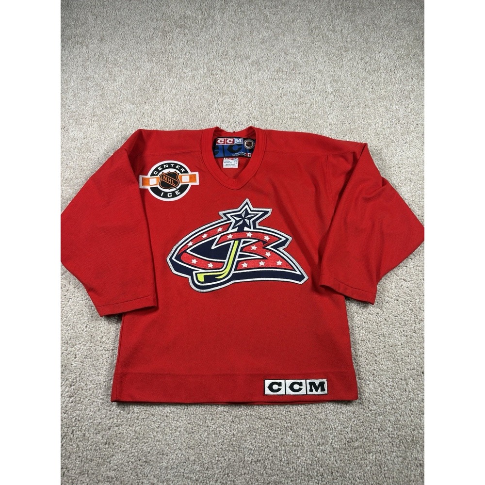 VTG CCM Columbus Blue Jackets Jersey Boys Small S Red NHL Center Ice